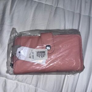 Pink Wallet with Snap Closure Pink Handheld Big Wallet